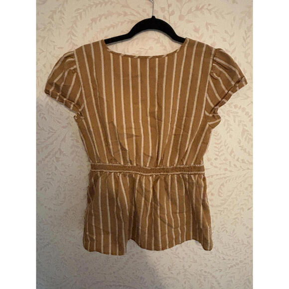 LOFT Beach Striped Tie-Front Short Sleeve Top - Picture 6 of 7